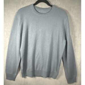 Naadam 100% Cashmere Sweater Men's Medium M Gray Blue Crewneck Pullover